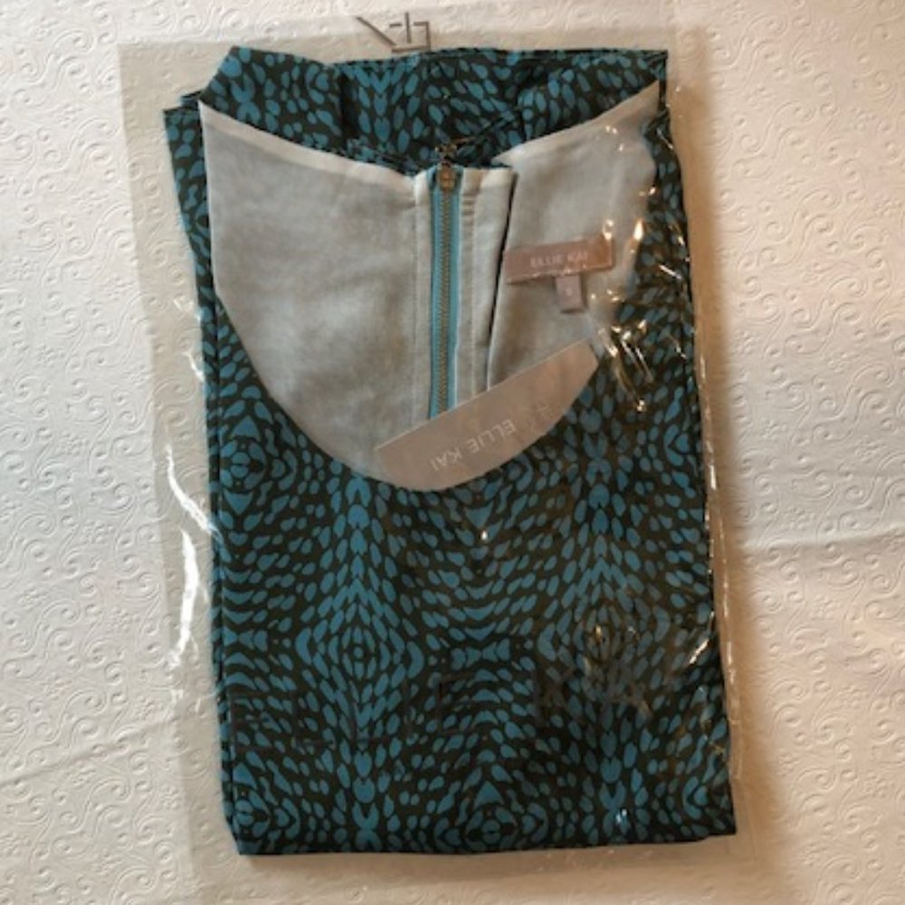 Ellie Kai Blue Black Silk Sleeveless Top NWT 8 10